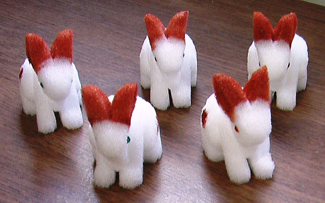 (image for) Sponge Baby Rabbits Set of 5 Brown and White - Eddie Ace - Click Image to Close