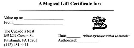 (image for) Gift Certificate - Click Image to Close