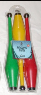(image for) Juggling Set (3 Undecorated Jugging Clubs & DVD) Asst. Colors