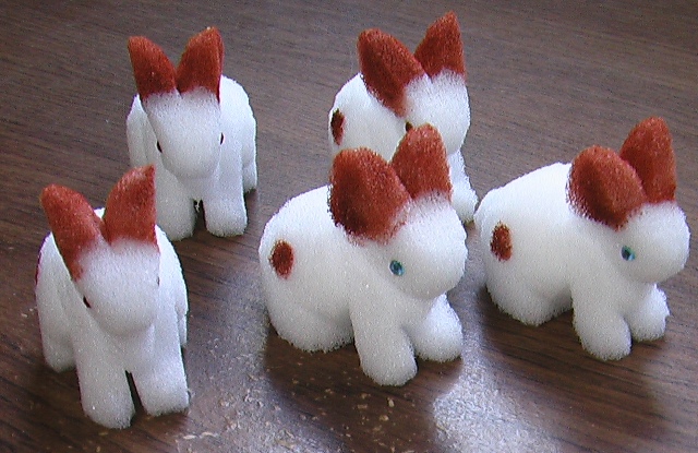 (image for) Sponge Baby Rabbits Set of 5 Brown and White - Eddie Ace